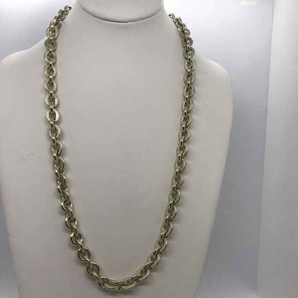 Vintage 1980s Gold Chunky Chain Statement Necklace - Picture 2 of 13